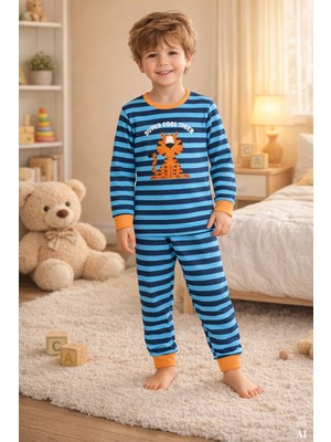 Koza İç Giyim Erkek Çocuk Pamuklu Baskılı Uzun Kollu Uzun Alt Pijama Takımı