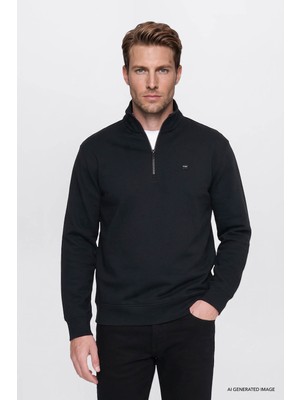 Wrangler Pamuklu Regular Fit Fermuarlı Siyah Erkek Sweatshirt W2620157001