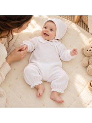 Fida Müslin Bebe Yaka 2'li Bebek Tulum Seti