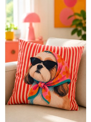 Decomia Home Çift Taraflı Köpek Desenli Kırlent Kılıfı (43X43 Cm)