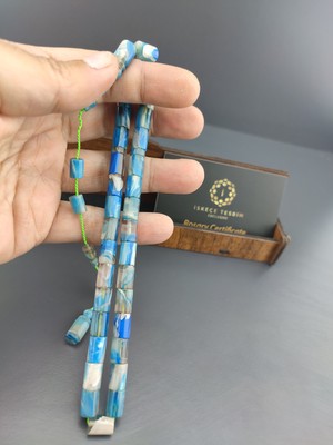 İskeçe Tesbih Ahşap Kutulu Bahadır Başyiğit Usta Eseri Yoğun Hareli Eski Sündülüs (Sandoloz) Sertifikalı 10694