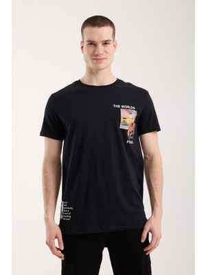 Maxi Modena Urban Fotoğraf Baskılı Erkek T-Shirt – Streetwear Stil, Günlük Rahat Kalıp - Siyah