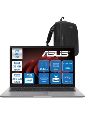 Kryon Expertbook P1 P1503CVA Intel® Core™ 5 210H 32GB Ddr5 256GB SSD 15.6"fhd (1920 x 1080) 300NITS Freedos Taşınabilir Bilgisayar ZC516512G0DF11+ZETTAÇANTA