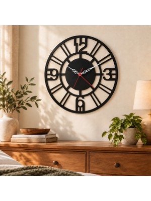ReklamX Dekoratif Siyah Duvar Saati 30x30 cm Modern Ev ve Ofis Saati