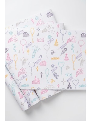 Kryon Doğum Günü Temalı Hediye Paketleme Kağıdı 50X35 Cm, 10 Adet