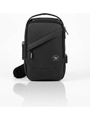 Kryon Unisex Siyah USB Çıkışlı Anti Hırsız Kilitli Suya Dayanıklı Çapraz Göğüs Omuz ve Bel Çanta Orta