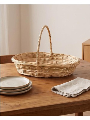 Terravase Doğal Hasır Nişan Sepeti %100 El Yapımı 40X25X10CM