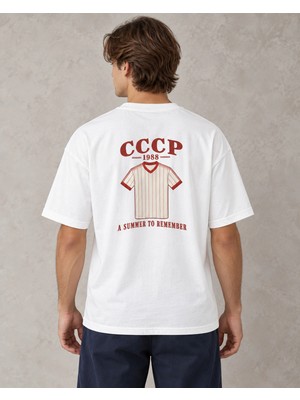 Can Moda Canmoda Beyaz Cccp 1988 Forma Baskılı Unisex Tişört