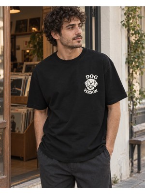 Can Moda Canmoda Siyah Oversize Dog Person Baskılı Lucky Tee Tişört