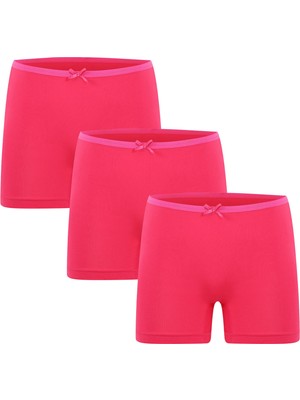 Mestore Moda Çizgi Kadın Penye 3lü Boxer Fuşya 40260