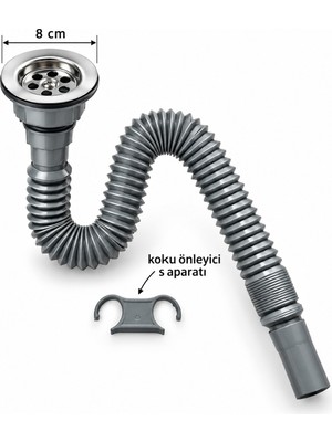Tanfleks Büyük Süzgeçli Lüks Sifon Gri