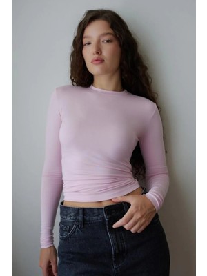 Hiccup Kadınlar Bıpantolon Kadın Dar Kalıp Bisiklet Yaka Bluz Allık Pembe