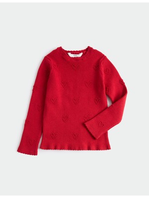 Marks & Spencer Kalp Desenli Dokulu Triko Kazak
