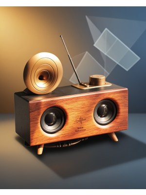Astraltech Çift Hoparlörlü Retro Gramafon Bluetooth Speaker