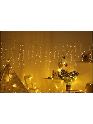 Mabelme Store 8 Fonksiyonlu Dekoratif Saçak LED Sarkıt Perde LED Eklenebilir LED Süsleme LED Peri LED Işık Ledli Işık Yılbaşı LED Yılbaşı Işık Yılbaşı Süsü (4 Metre