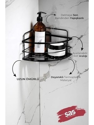 Mabelme Store Yapışkanlı Ömür Boyu Paslanmaz Kristal Ayarlanabilir Raf Banyo Düzenleyici Şampuanlık Lk-01 Ss