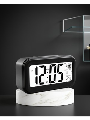 Astraltech Dijital Masa Saati LCD Ekranlı Termometre Takvim 12 Saat