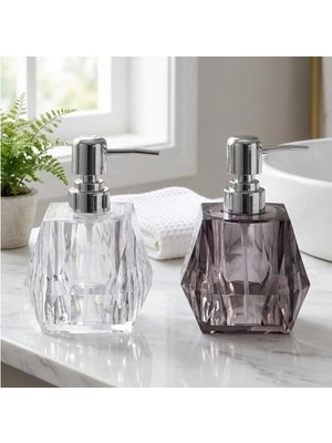 Mabelme Store 1 Adet Akrilik Sıvı Sabunluk Seti (200 Ml) - 2 Farklı Renkli Kırılmaz Şeffaf Banyo ve Mutfak Düzenleyici Şık Losyon ve Sabun Pompası Organizer (Asorti