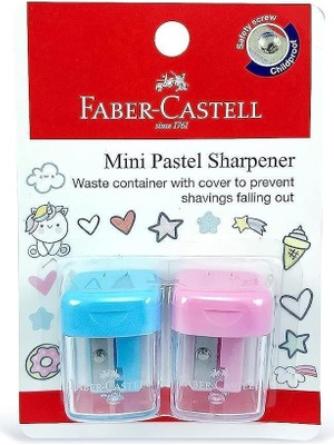 Faber Castell Minibox Kalemtıraş 2 Parça, Blister Kartlı, Çeşitli Renkler, FCC584601
