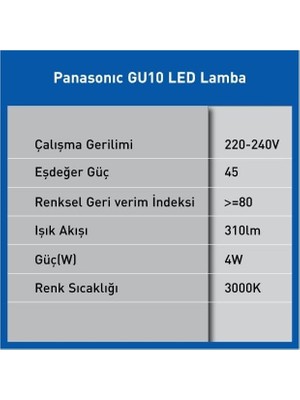 Mabelme Store LED GU10, Sıcak Beyaz Işık 4W 310LM 3000K 60°