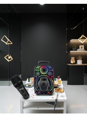 Astraltech Rgb Işıklı Taşınabilir Hoparlör 8 Inç