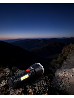 Astraltech Şarjlı El Feneri 9 LED 4 Mod