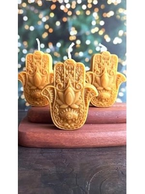 Mabelme Store Balmumu Mum (1 Adet) Bereket Eli Hamse Doğal Petek Bal Mumu Mum Beeswax Candle