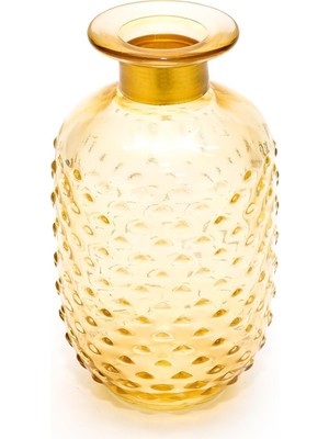 Mabelme Store Gold Boyunlu Amber Cam Vazo (15 Cm)