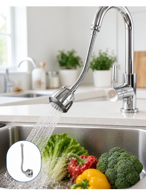 Astraltech Lavabo Uzatma Başlığı Esnek Spiral Hortumlu 360 Derece Hareketli