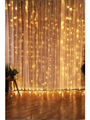 Mabelme Store Zauss Kumandalı 8 Ayrı Moda Sahip 3MX3M (300 cm x 300 Cm) Perde LED 10 Saçaklı Gün Işığı