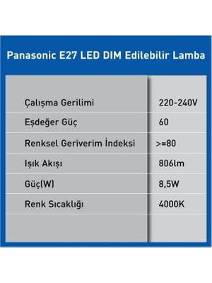 Mabelme Store E27 LED Dim Lamba 8.5W 806LM 4000K