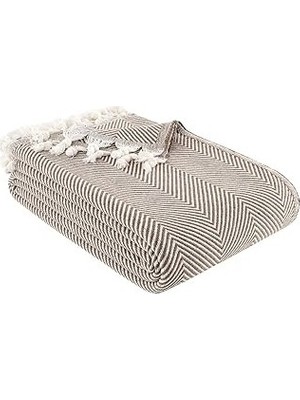 Mabelme Store Carden Pamuklu Kaymaz Koltuk Örtüsü Desenli 200X230 cm Kanepe Çekyat Buldan Bezi Kahve