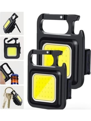 Kawin Unichrome 2 Adet LED Anahtarlıklı Metal Kasa El Feneri Şişe Açacağı Usb’li Şarj Edilebilir Cep Boy Cob 800MAH