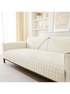 Flanel Koltuk Kılıfı 1 2 3 4 Kişilik Koltuk Kılıfı, L Şeklinde, Köşe Koltuk Örtüsü, Kanepe Örtüsü, Kaymaz Koltuk Örtüsü (Beyaz, 70 x 150 cm Adet Satıl