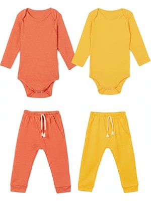 2 Li Premium Set NAKIŞSIZ%100 Pamuk 0-3 Ay/24-36 Ay (3 Yaş) Zıbın Çıtçıtlı Body ve 2 Litakım Unisex Kız Erkek