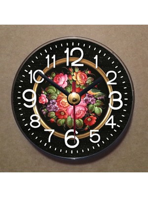 Bsb Çiçek Temalı Magnet Saat Buzdolabı Süsü Duvar Saati 10,5cm MS1165