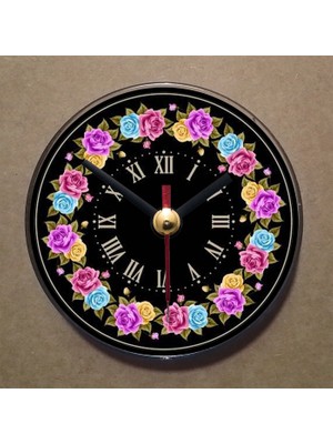 Bsb Çiçek Temalı Magnet Saat Buzdolabı Süsü Duvar Saati 10,5cm MS1164