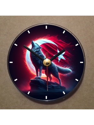 Bsb Göktürk Temalı Magnet Saat Buzdolabı Süsü Duvar Saati 10,5cm MS1186