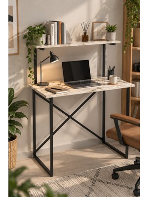 Sulora Home Sulorahome Beyaz Raflı Çalışma Masası