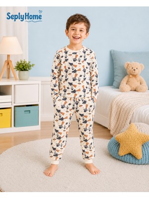 Seply Home Erkek Çocuk Astronot ve Uzay Desenli Uzun Kollu Pijama Takımı | Pamuklu Erkek Çocuk Pijama Seti