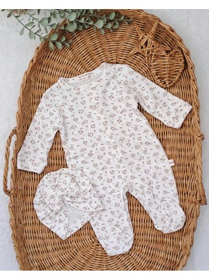Masal Bebek Kalp Happy Yazılı Boneli Tulum  5li