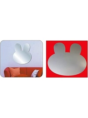 Mabelme Store Prime Aynalı Duvar Süsü (Sticker) Tavşan Şekilli