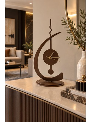 Bablo Masa Saati Atlas Bronz Sessiz Mekanizma Metal Gövde  G16 x Y32 cm