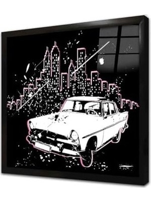 Mabelme Store Prime Tablosan Klasik Beyaz Araba Çerçeveli Cam Tablo 60X60 cm CA01003