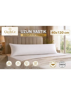 ÇİÇEKCE HOME Uzun Yastık 40X120 Dekoratif Çok Amaçlı %100 Boncuk Silikon Elyaf Dolgulu 1 Adet
