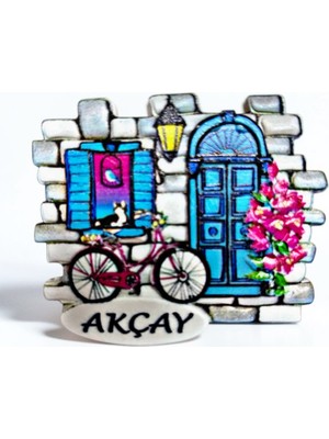 Mundy Akçay Kabartmalı Magnet  7x6,5 cm Şehir Magneti Dekoratif Hediyelik Buzdolabı Süsü (KOD:1866)