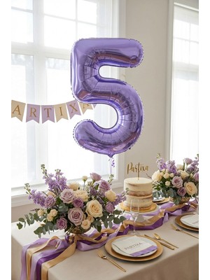 Partixa 32 Inç Mor Rakam 5 Folyo Balon