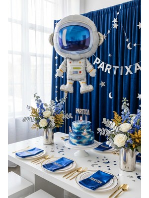 Partixa Astronot Folyo Balon 60X80 cm Uzay Temalı Çocuk Doğum Günü Parti Süsü