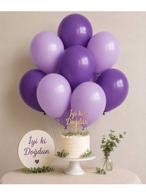 Partixa Mor & Lila Lateks Balon Seti 10'lu – 5 Mor 5 Lila Doğum Günü Parti Balon Seti