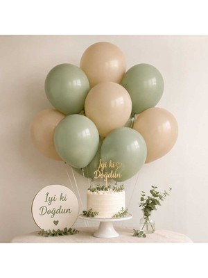 Partixa Pastel Latte & Pastel Açık Yeşil Lateks Balon Seti 10'lu – 5 Latte ve 5 Açık Yeşil Doğum Günü Parti Balonu
